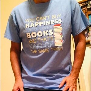 BABY BLUE BOOK SHIRT LARGE SCHOOL FALL HUMOR